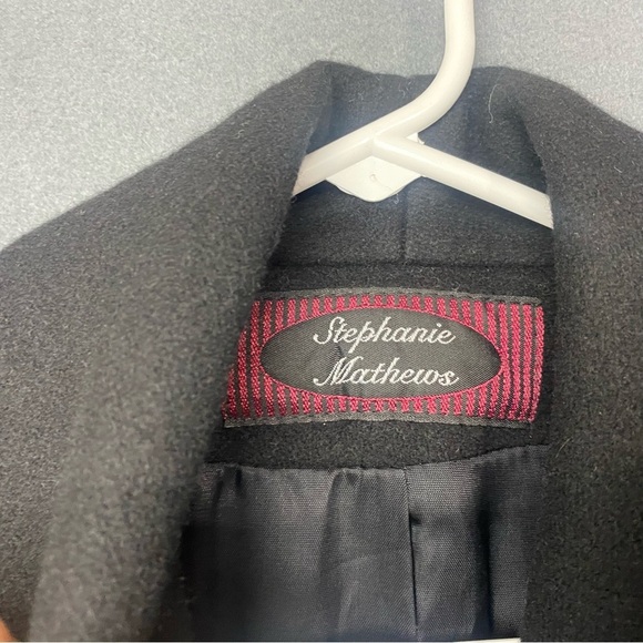 Women’s Vintage Black Wool Pea Coat Size 4 Warm Winter Preppy Quiet Luxury - Picture 6 of 10